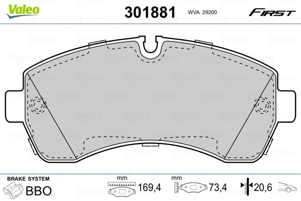 set placute frana,frana disc 301881 VALEO