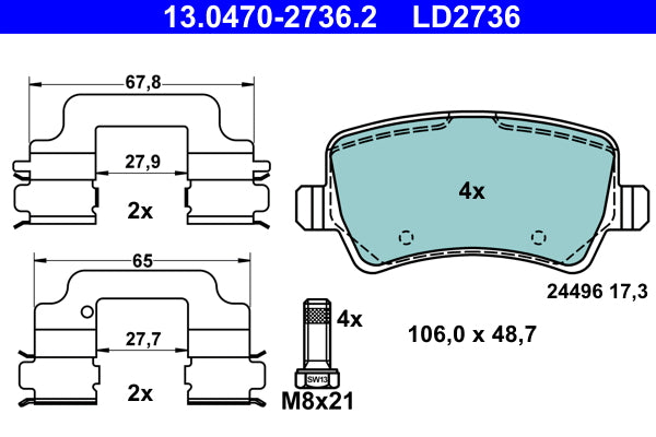 set placute frana,frana disc 13.0470-2736.2 ATE