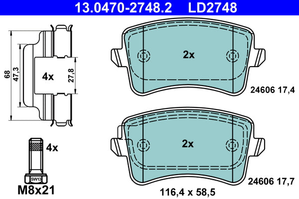 set placute frana,frana disc 13.0470-2748.2 ATE