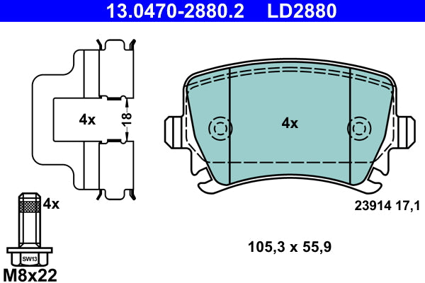 set placute frana,frana disc 13.0470-2880.2 ATE