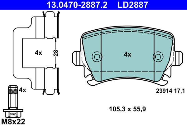 set placute frana,frana disc 13.0470-2887.2 ATE