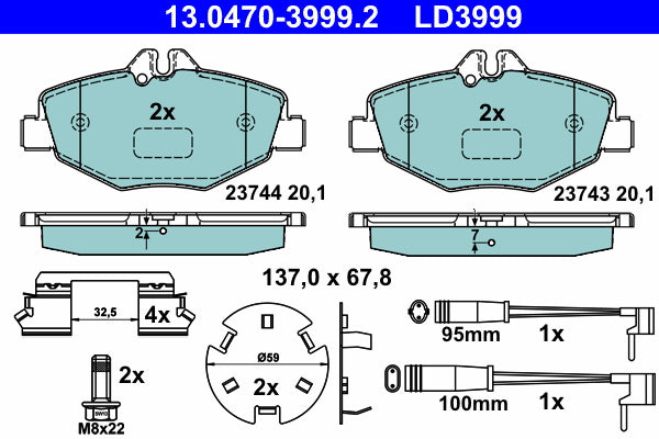 set placute frana,frana disc 13.0470-3999.2 ATE
