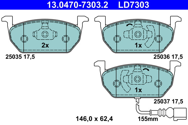 set placute frana,frana disc 13.0470-7303.2 ATE