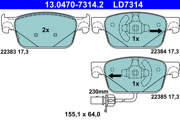 set placute frana,frana disc 13.0470-7314.2 ATE