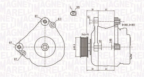 Generator / Alternator 063731729010 MAGNETI MARELLI