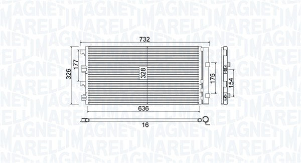 Condensator, climatizare 350203797000 MAGNETI MARELLI