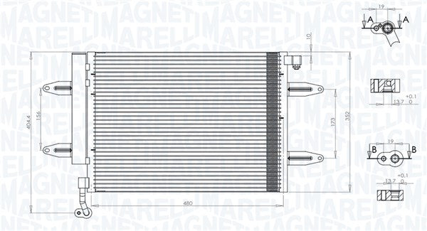 Condensator, climatizare 350203911000 MAGNETI MARELLI