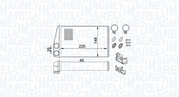 Schimbator caldura, incalzire habitaclu 350218438000 MAGNETI MARELLI