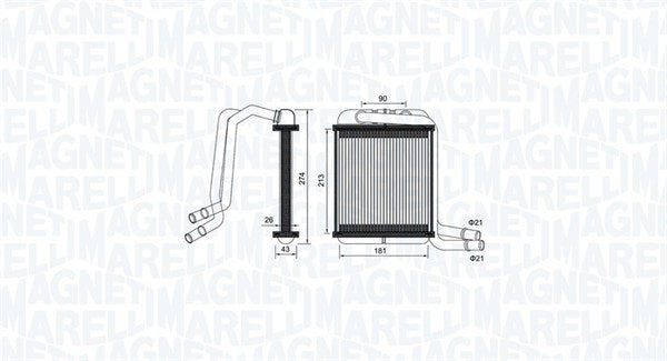 Schimbator caldura, incalzire habitaclu 350218458000 MAGNETI MARELLI