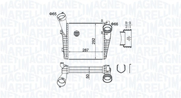 Intercooler, compresor 351319204400 MAGNETI MARELLI