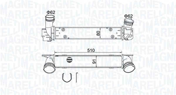 Intercooler, compresor 351319204880 MAGNETI MARELLI