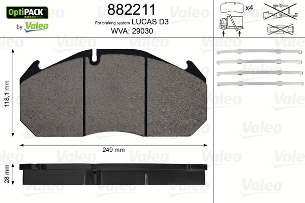 set placute frana,frana disc 882211 VALEO