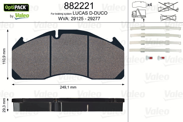 set placute frana,frana disc 882221 VALEO