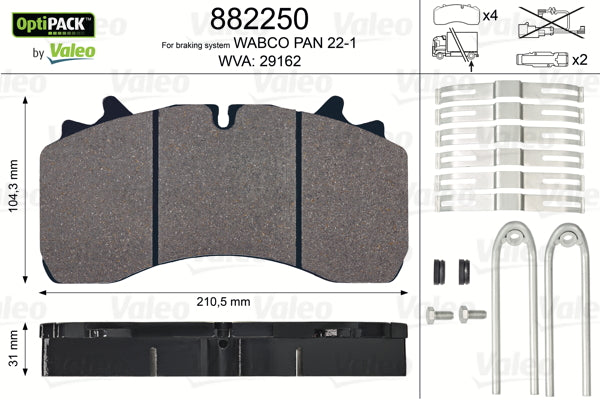 set placute frana,frana disc 882250 VALEO