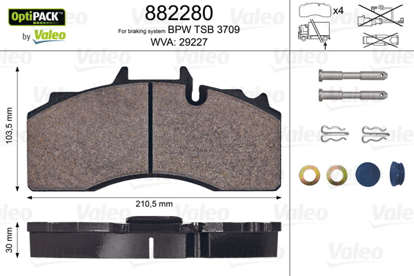 set placute frana,frana disc 882280 VALEO