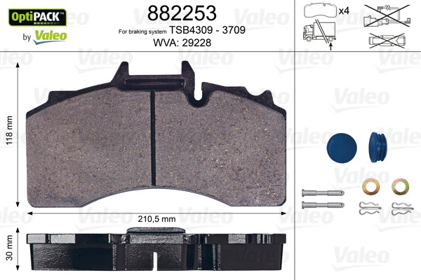 set placute frana,frana disc 882253 VALEO
