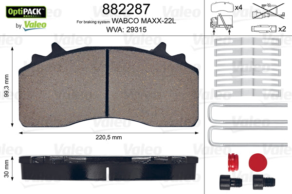 set placute frana,frana disc 882287 VALEO
