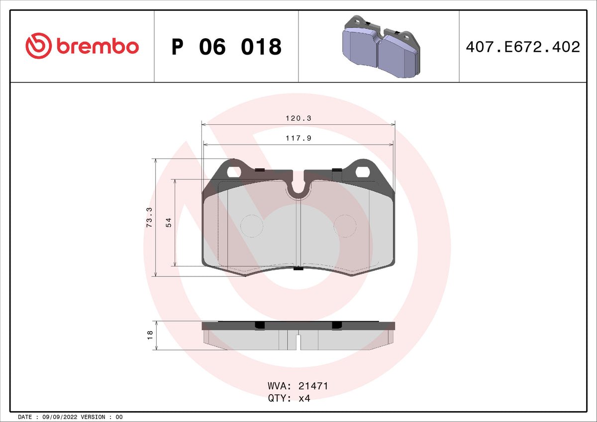 set placute frana,frana disc P 06 018 BREMBO