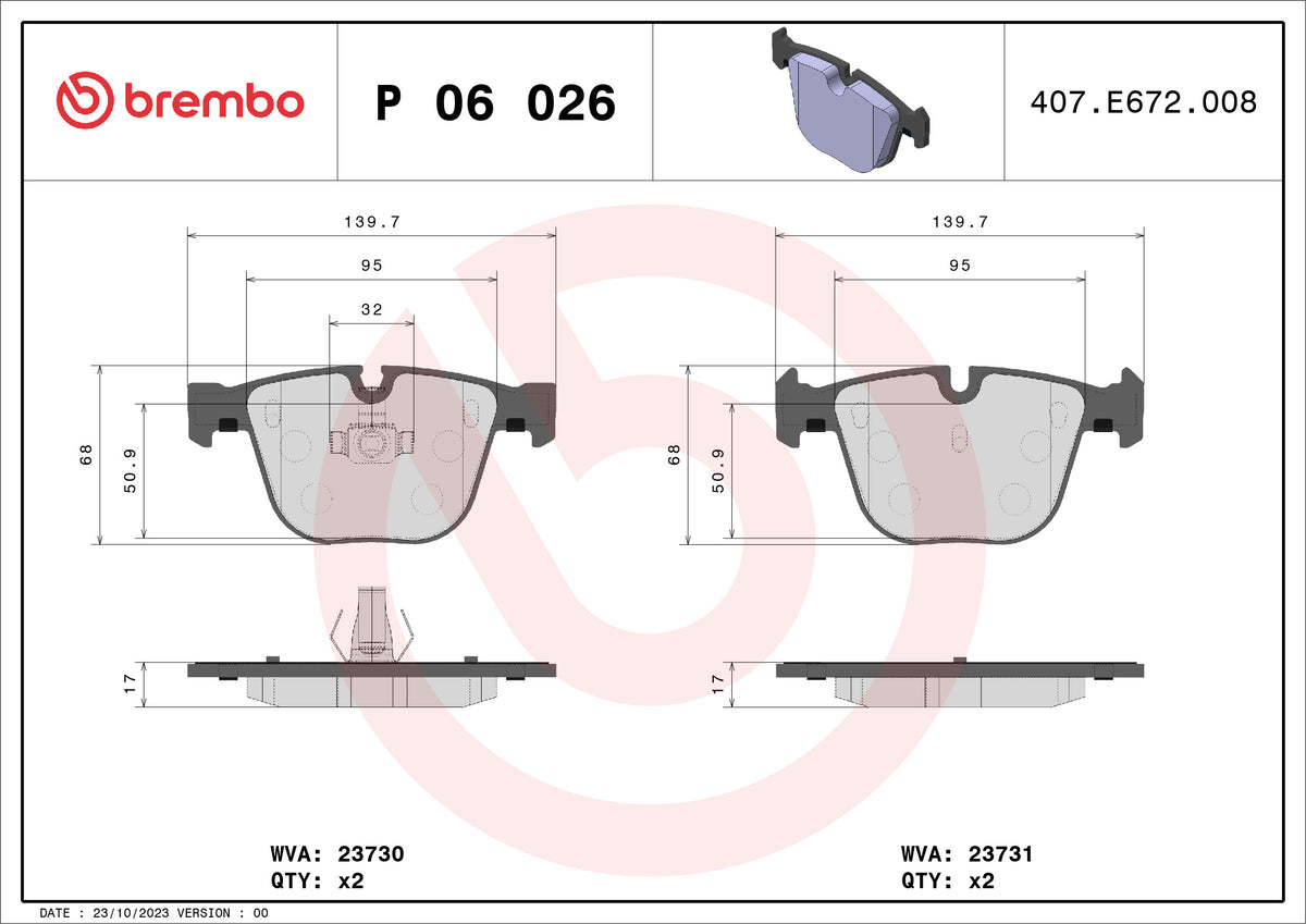 set placute frana,frana disc P 06 026 BREMBO