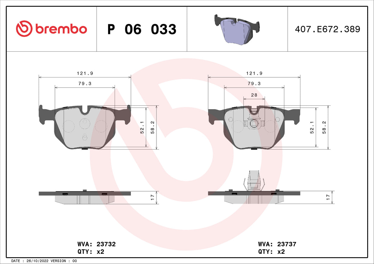 set placute frana,frana disc P 06 033 BREMBO