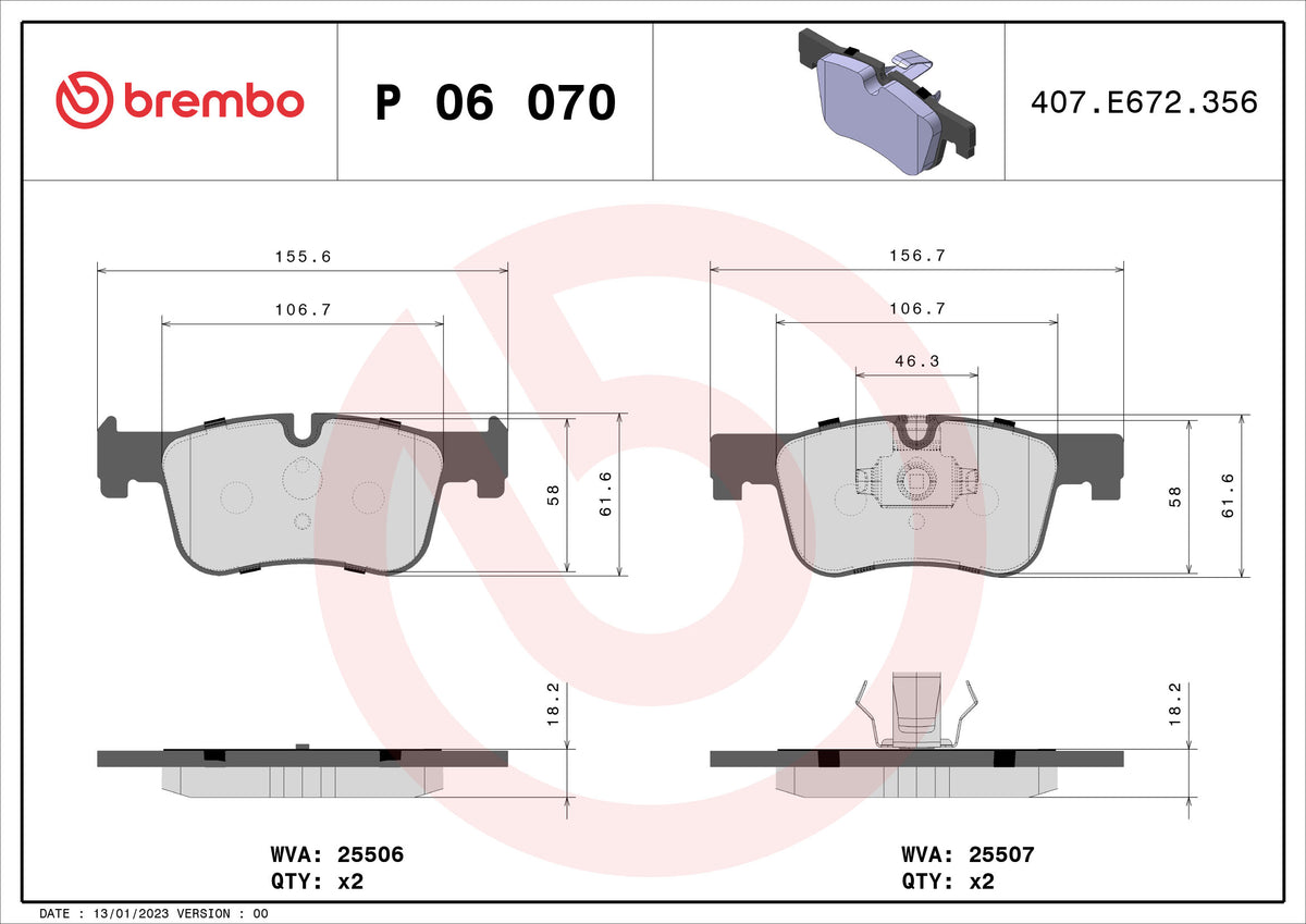 set placute frana,frana disc P 06 070 BREMBO