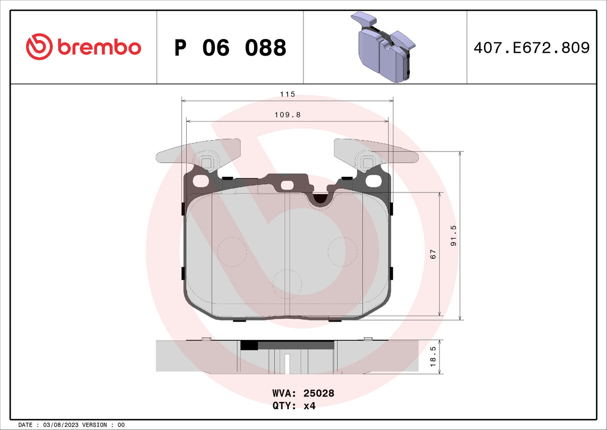 set placute frana,frana disc P 06 088 BREMBO