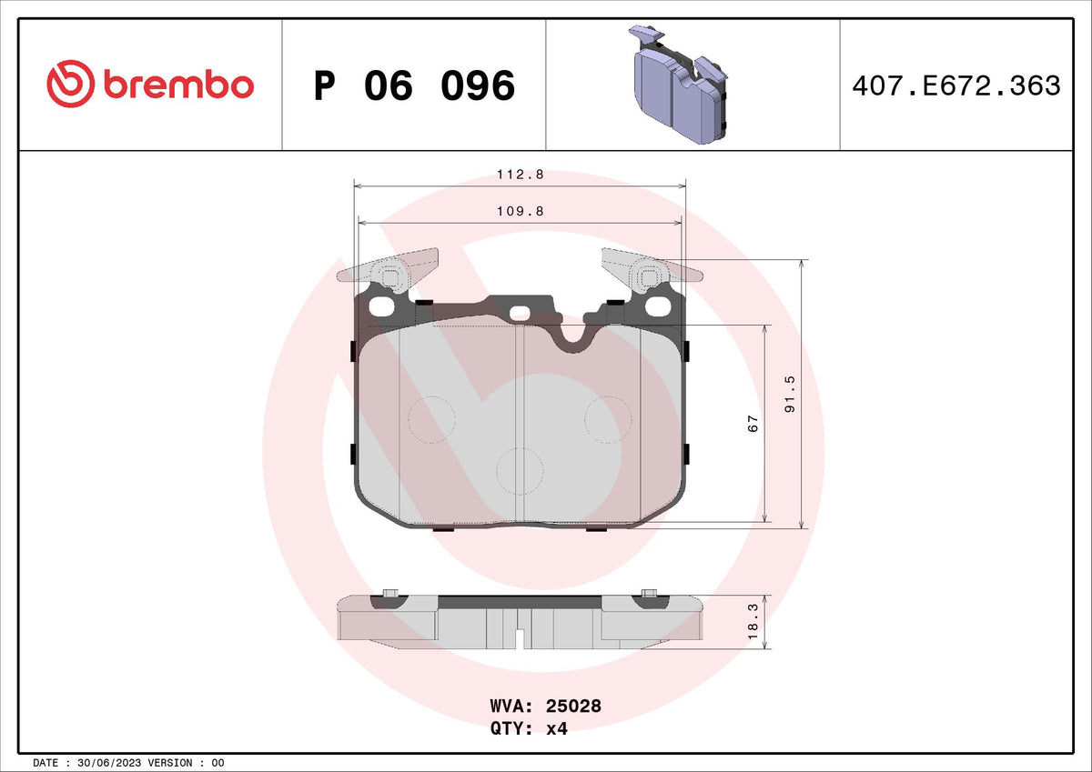 set placute frana,frana disc P 06 096 BREMBO