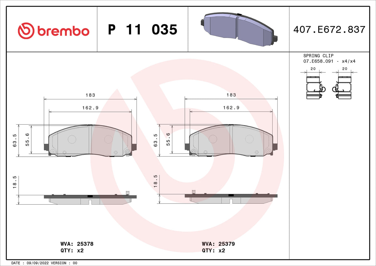 set placute frana,frana disc P 11 035 BREMBO