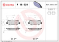 set placute frana,frana disc P 18 024 BREMBO