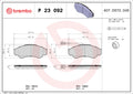 set placute frana,frana disc P 23 092 BREMBO