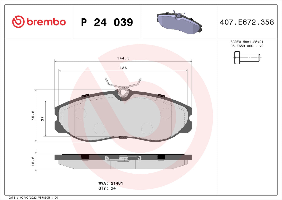 set placute frana,frana disc P 24 039 BREMBO