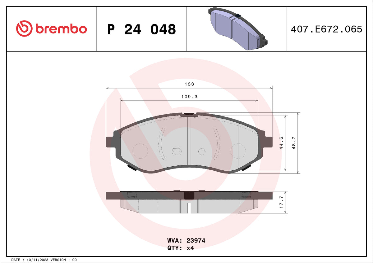 set placute frana,frana disc P 24 048 BREMBO