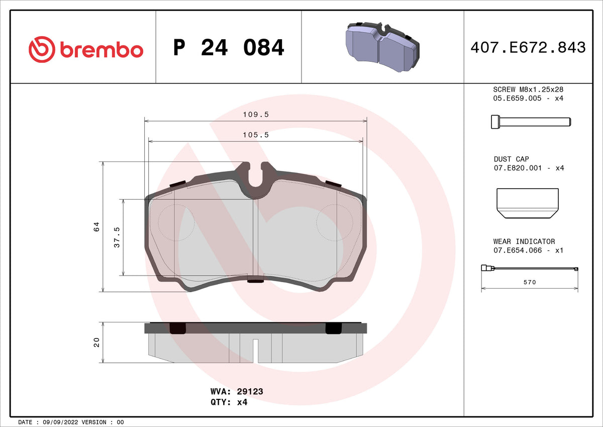set placute frana,frana disc P 24 084 BREMBO