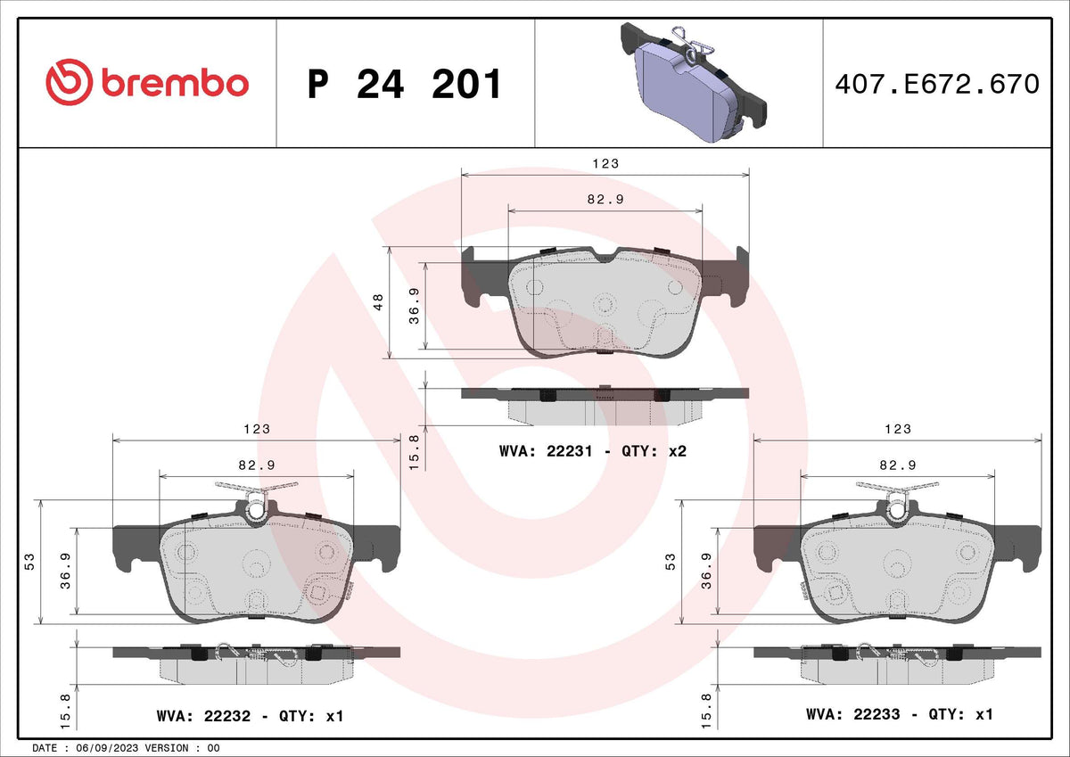 set placute frana,frana disc P 24 201 BREMBO