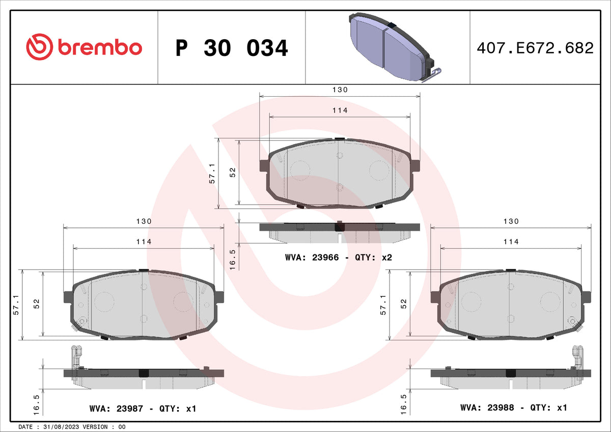set placute frana,frana disc P 30 034 BREMBO