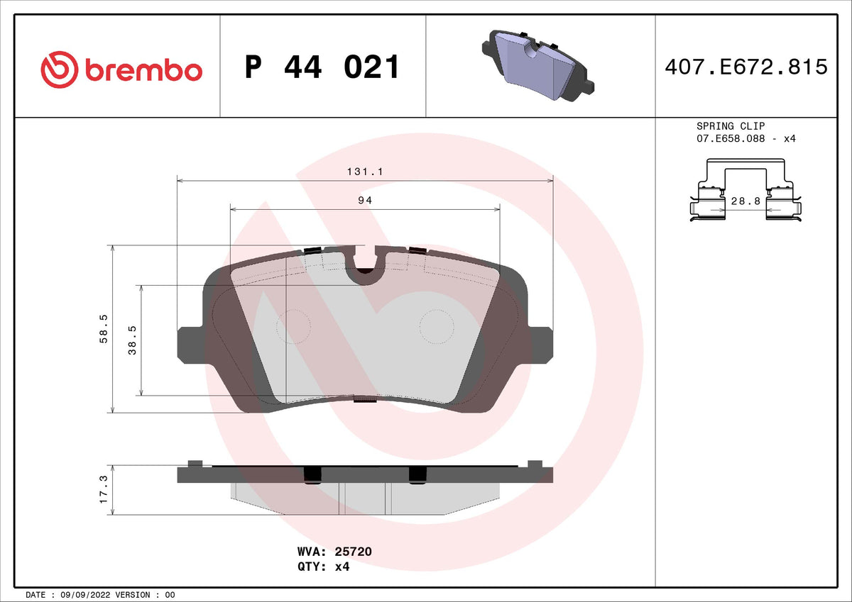 set placute frana,frana disc P 44 021 BREMBO