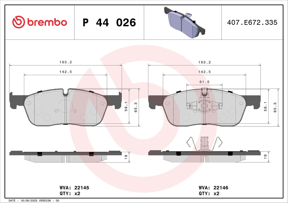Set placute frana BREMBO P 44 026