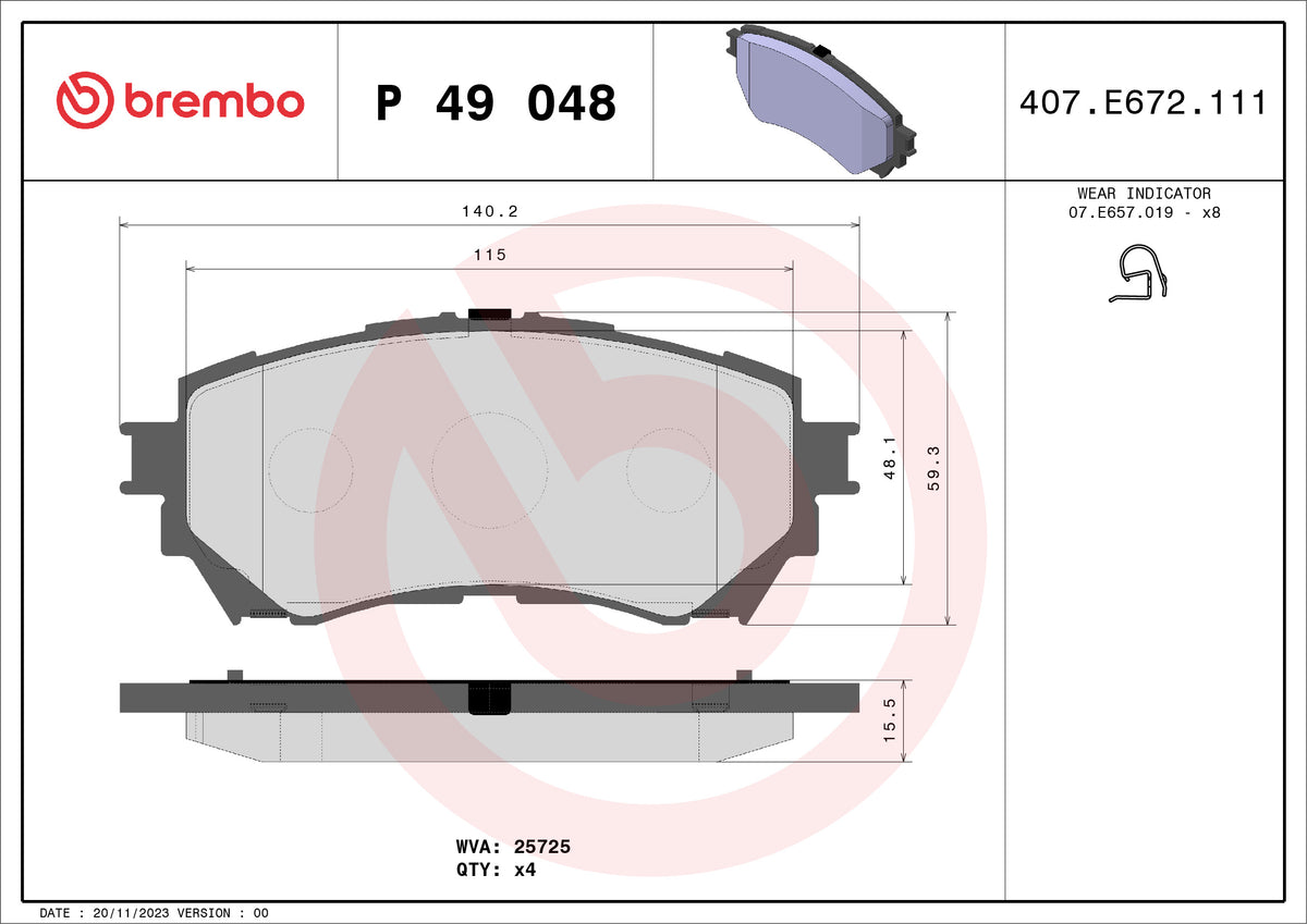 set placute frana,frana disc P 49 048 BREMBO