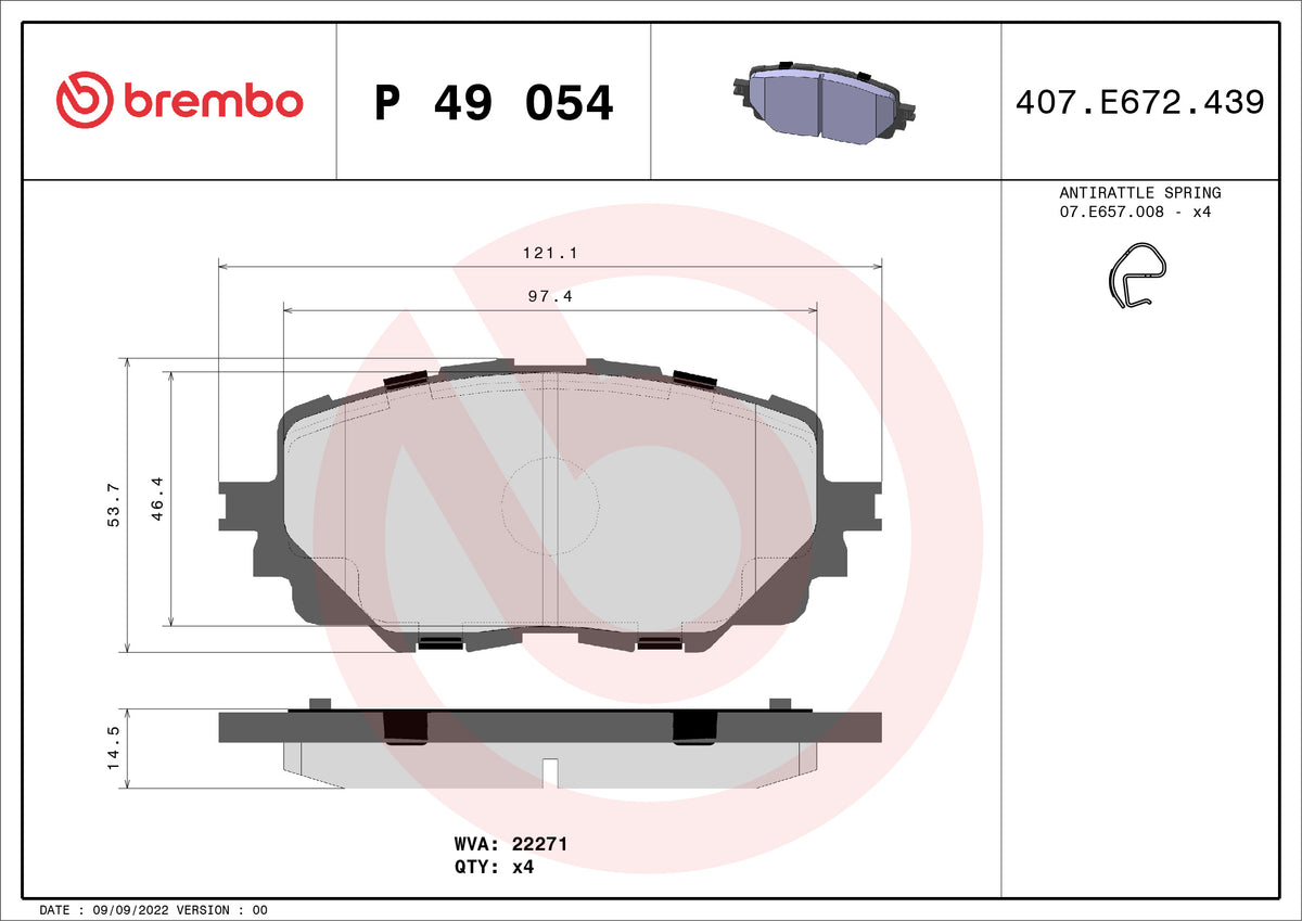 set placute frana,frana disc P 49 054 BREMBO