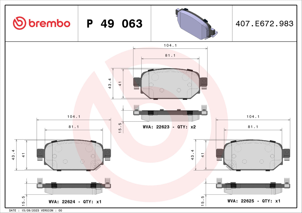 set placute frana,frana disc P 49 063 BREMBO