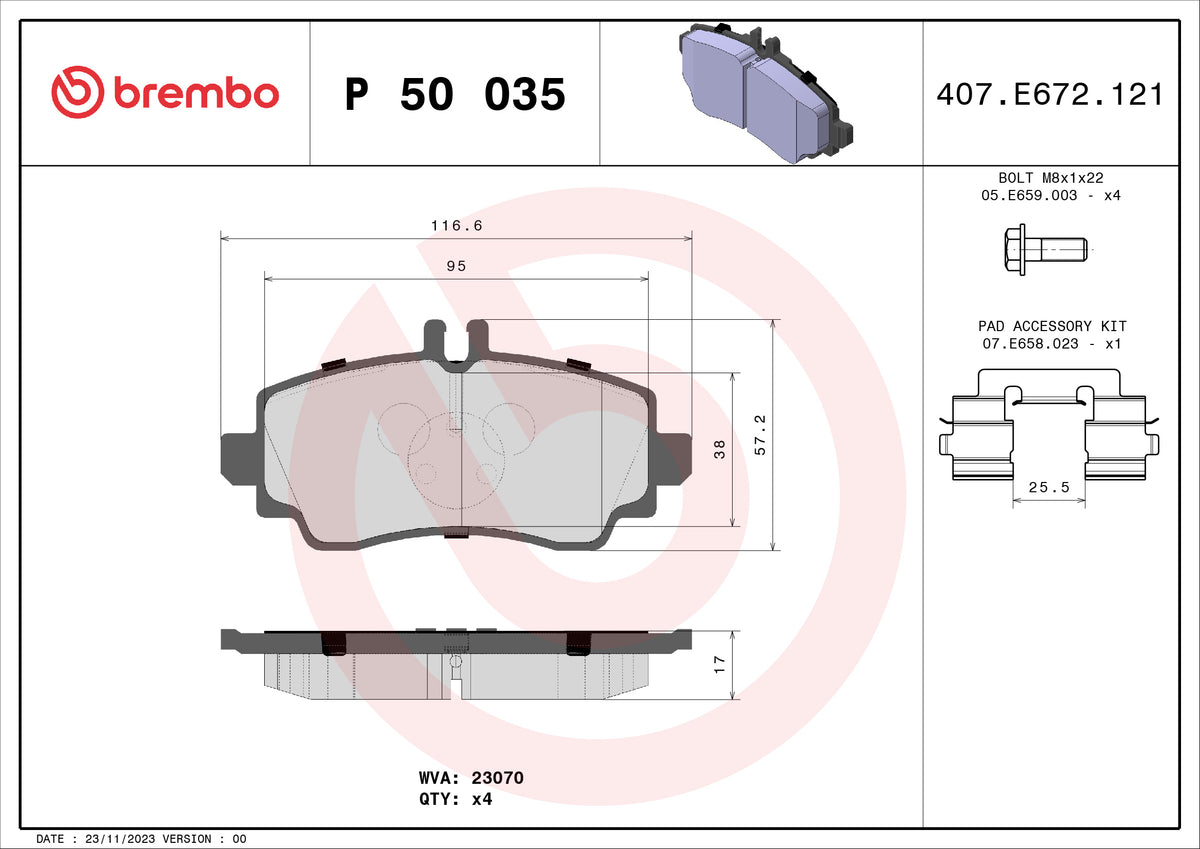 set placute frana,frana disc P 50 035 BREMBO