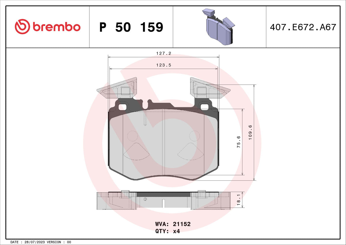 set placute frana,frana disc P 50 159 BREMBO