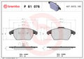 set placute frana,frana disc P 61 076 BREMBO