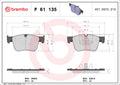 set placute frana,frana disc P 61 135 BREMBO