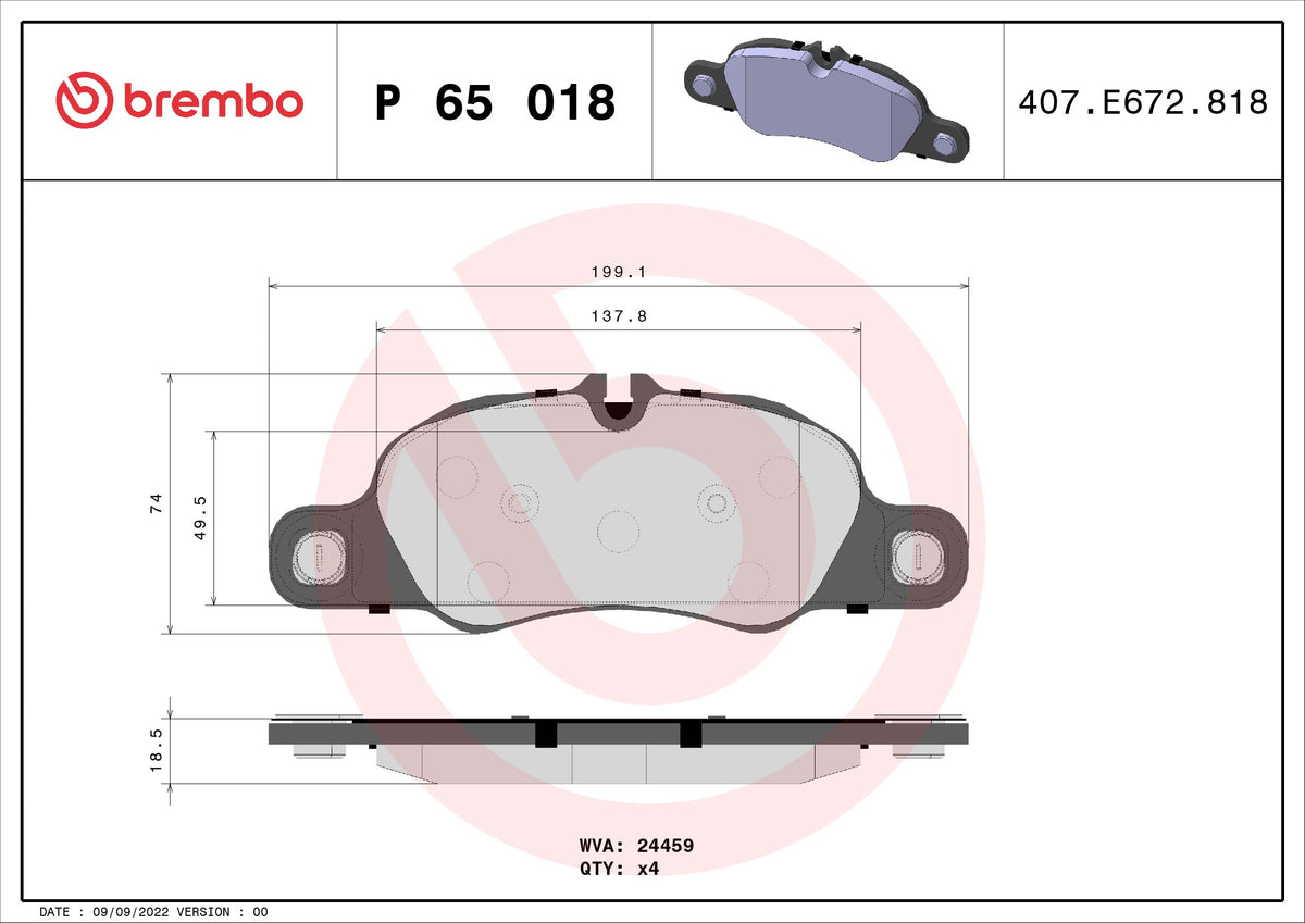 set placute frana,frana disc P 65 018 BREMBO