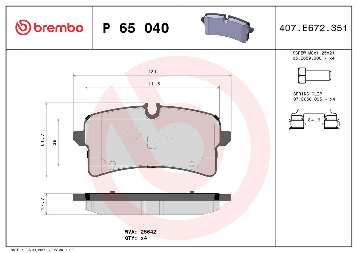 set placute frana,frana disc P 65 040 BREMBO