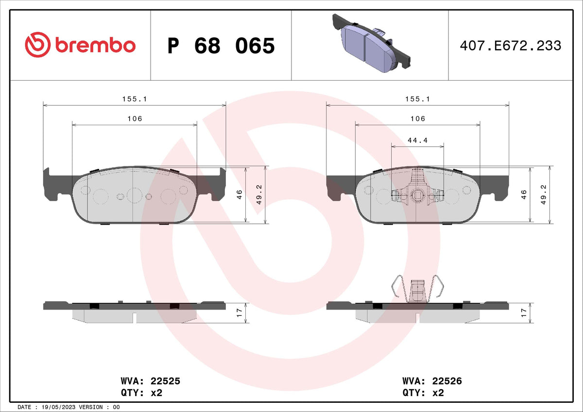 set placute frana,frana disc P 68 065 BREMBO