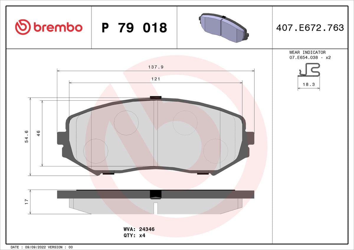 set placute frana,frana disc P 79 018 BREMBO