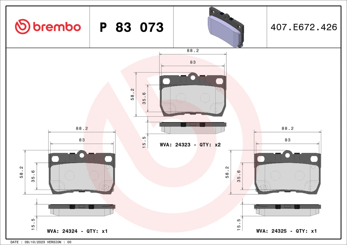 set placute frana,frana disc P 83 073 BREMBO