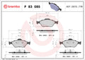 set placute frana,frana disc P 83 085 BREMBO